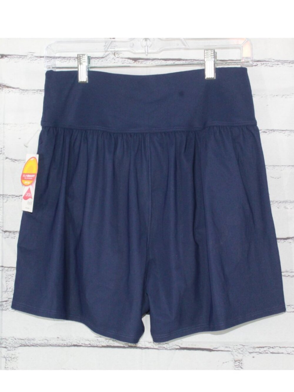 LL Bean Women's SPF 50+ Navy Shaping Swimwear Soft Drape Swim Shorts Size 10